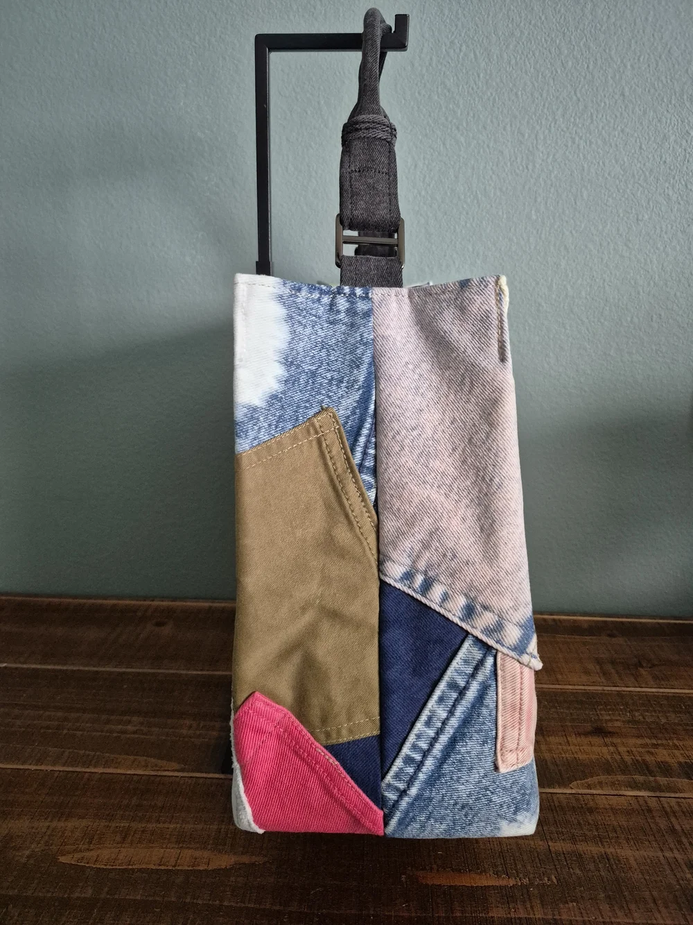 Multicolor Denim Patchwork Satchel/Tote Bag
